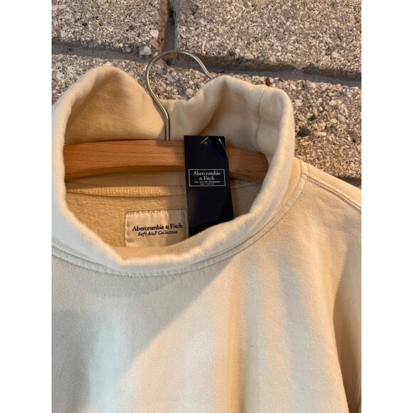 Abercrombie & Fitch Soft AF Collection Cropped Mock Neck Sweatshirt Beige S - Picture 4 of 7